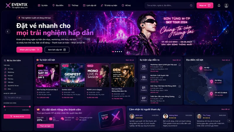 Concept giao diện Bán vé sự kiện Eventix