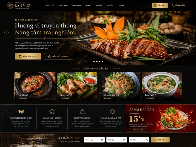 Concept giao diện Lan Viên Nhà hàng