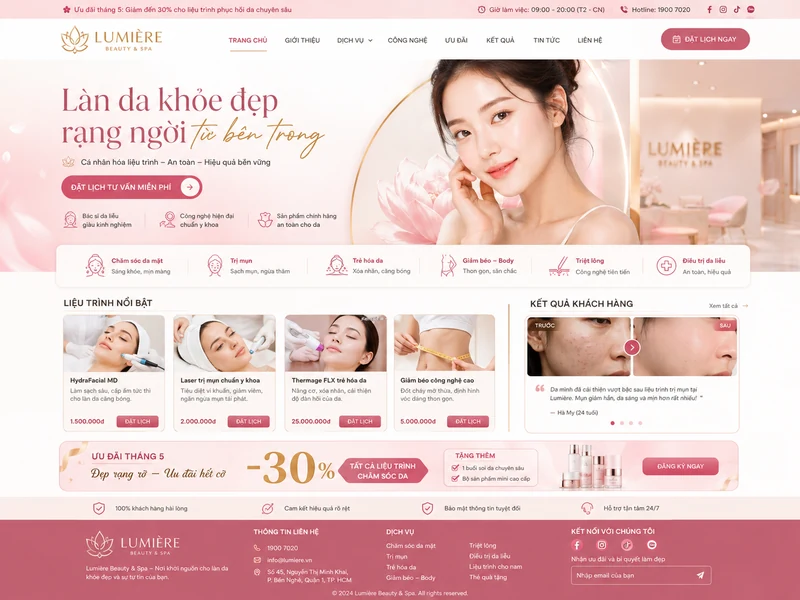 Concept giao diện Lumiere Spa Làm đẹp