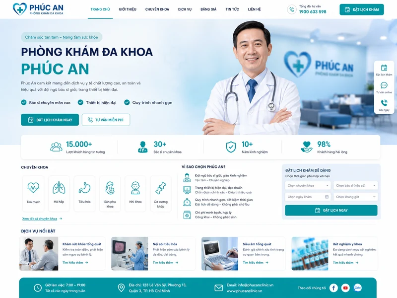 Concept giao diện Phòng khám Phúc An