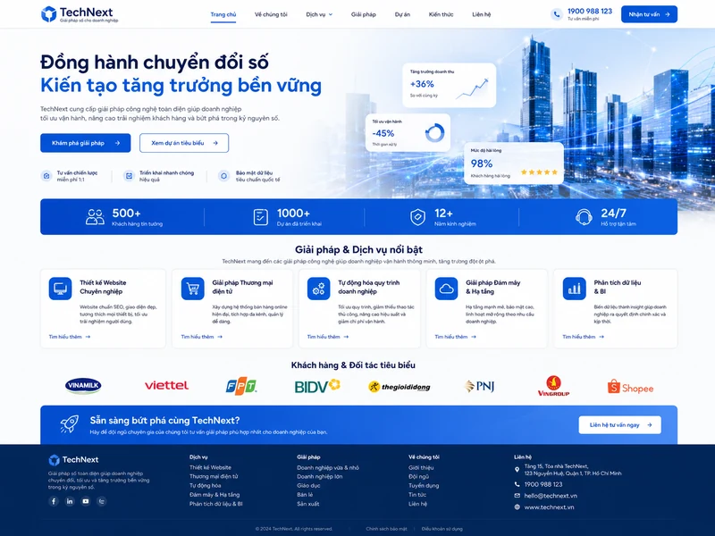 Concept giao diện TechNext Doanh nghiệp công nghệ