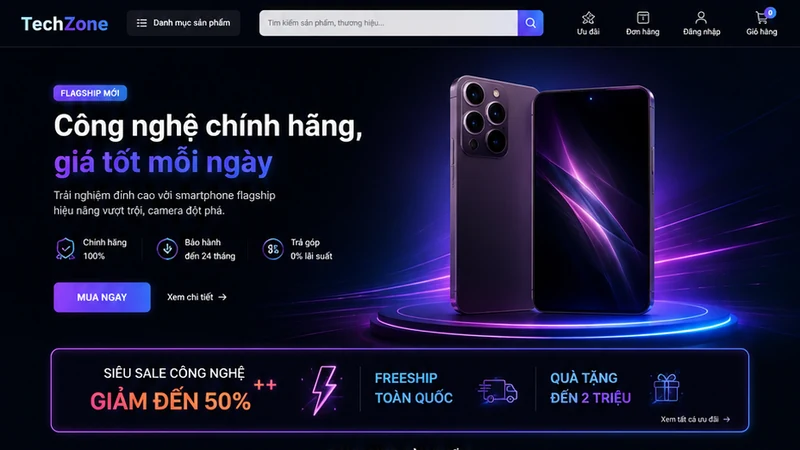 Concept giao diện TechZone Công nghệ