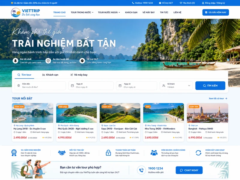 Concept giao diện VietTrip Du lịch