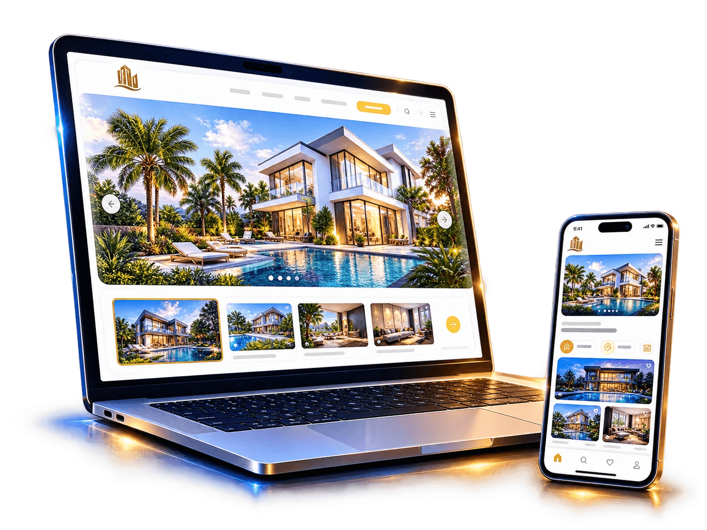 Website doanh nghiệp hiển thị trên laptop và điện thoại